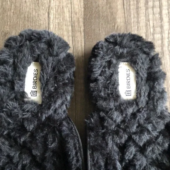 Birdies Phoebe Velvet Faux Fur Black Mules 7.5 - Picture 5 of 10